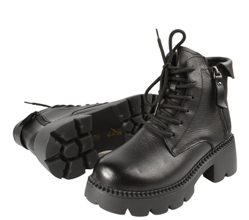 Ghete casual, dama, FORMAZIONE 8099-2, negru, piele naturala